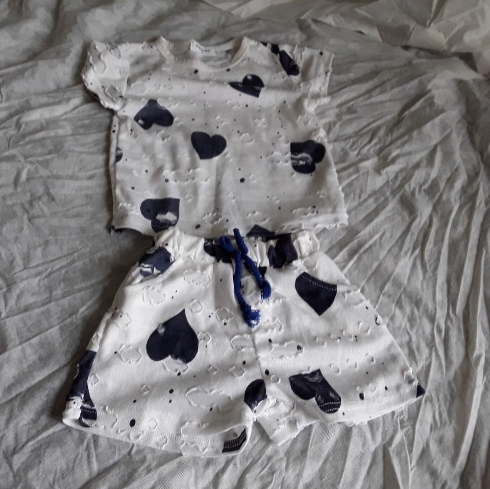 All The Children Heart Print Short Shirt Set - Picture 1 of 7